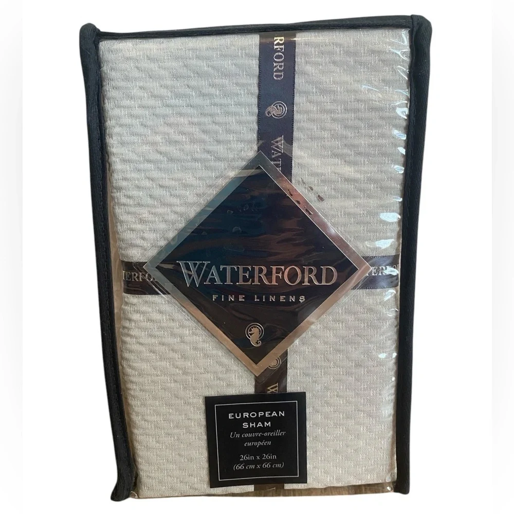 Waterford NIB Farrah European Sham Cream/Tan Color New 26x26 In
